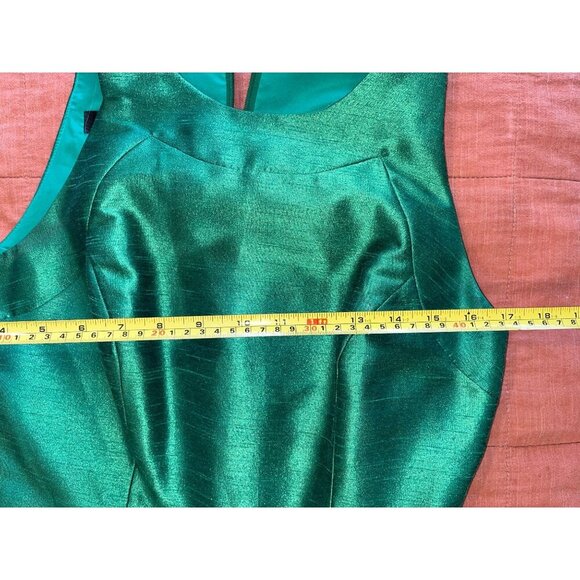 Alfred Sung Green Sleeveless A-Line Back Zipper & Pleated Skirt Women's Dress Si - Picture 7 of 9